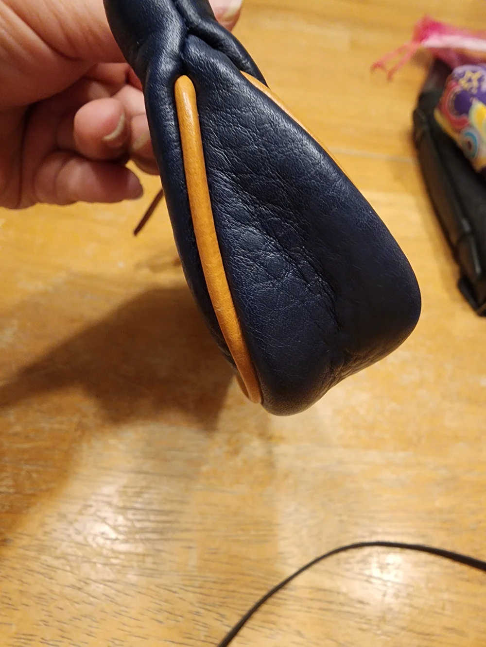 Dooney & Bourke Pebble Grain Slim Cosmetic slim pouch in navy blue Leather